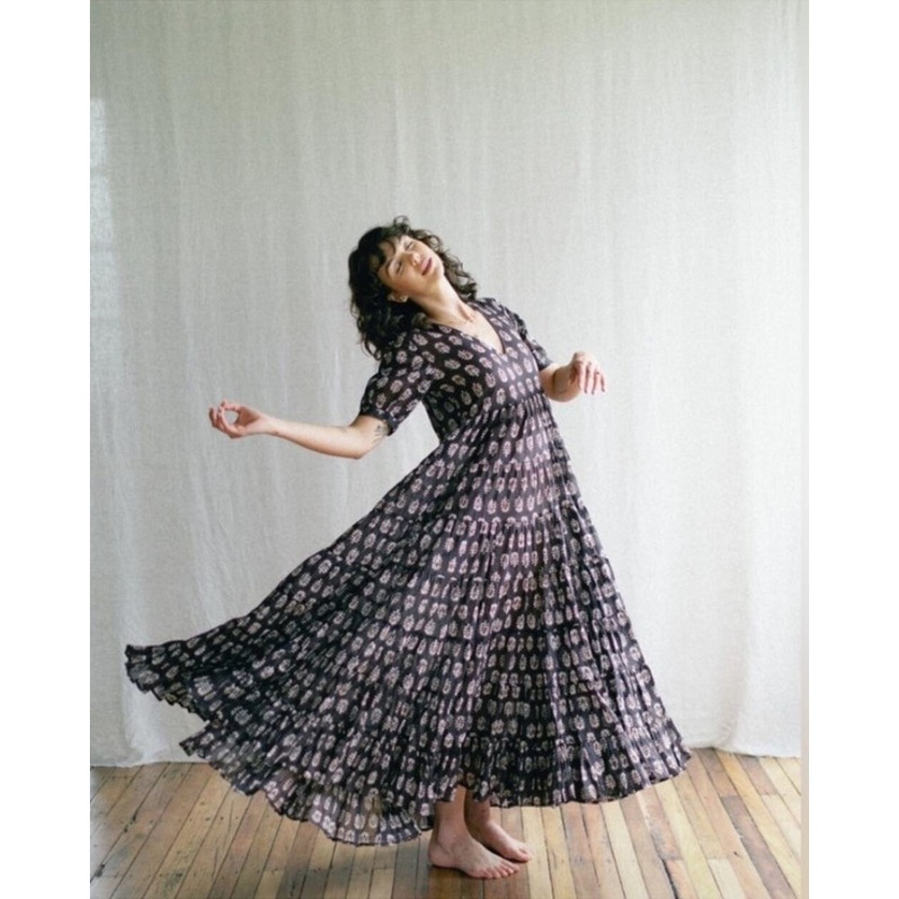 Daughters of India India Chaaya Eggplant Printed Maxi Dress Brown XS